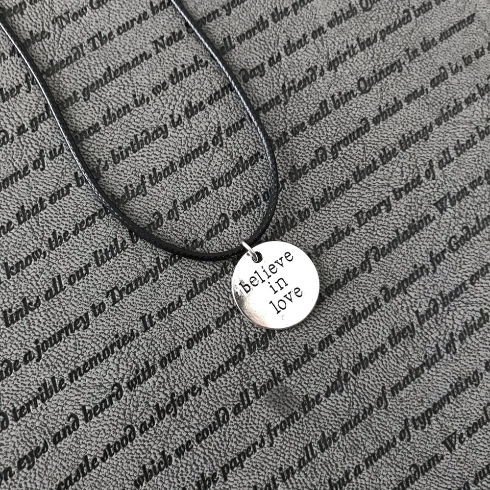 Silver Believe Love Hippie Boho Charm Necklace